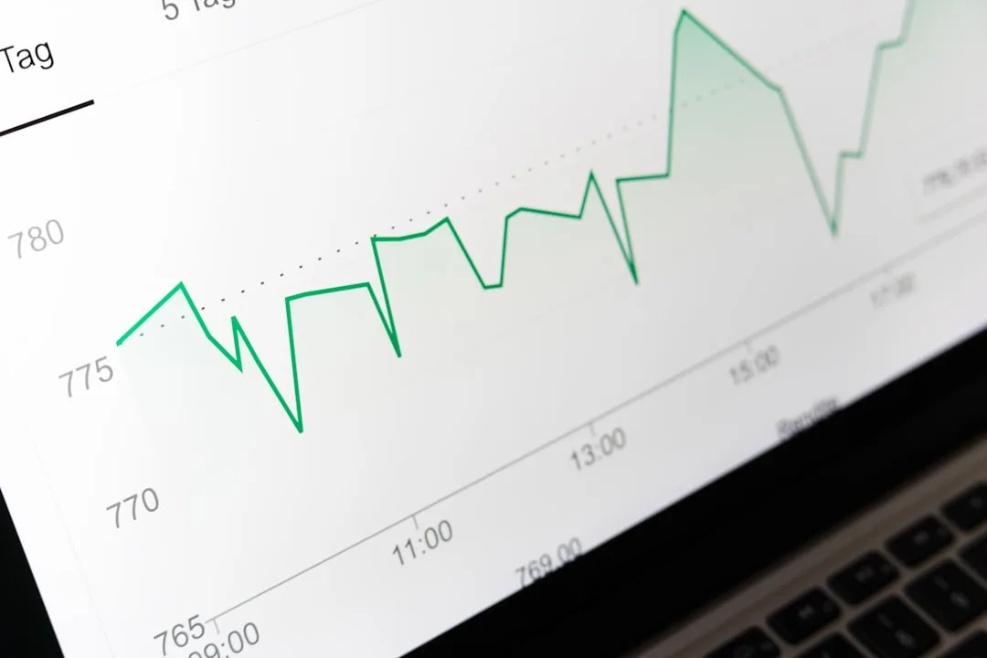A line chart displayed on a laptop screen