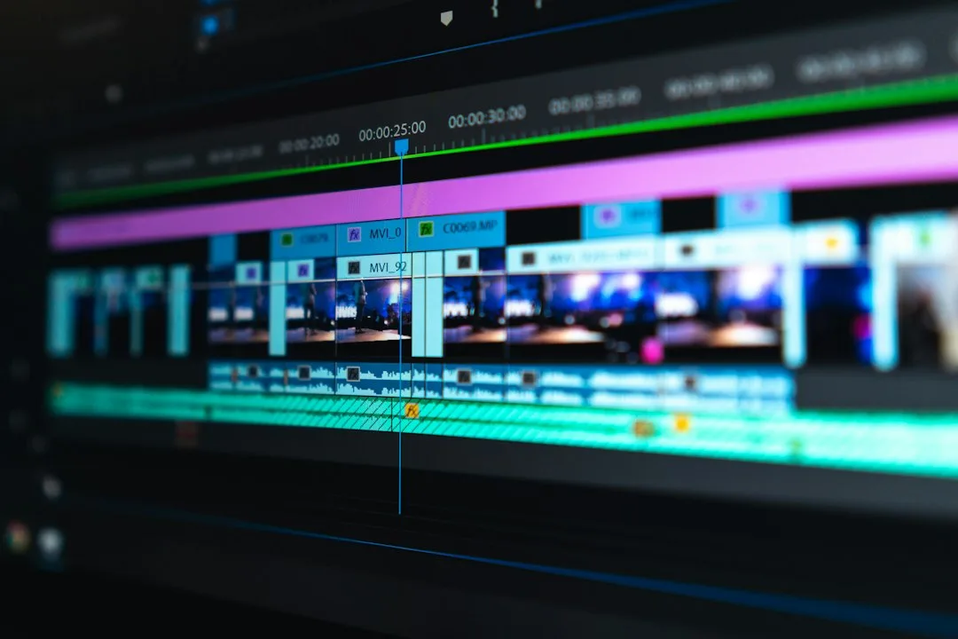 An old editing timeline crowded with clips